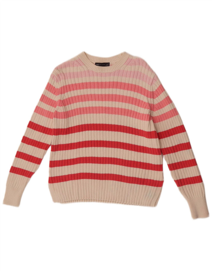 Marks & Spencer Dame Boat Neck Jumper Sweater UK 12 Medium Flerfarvet