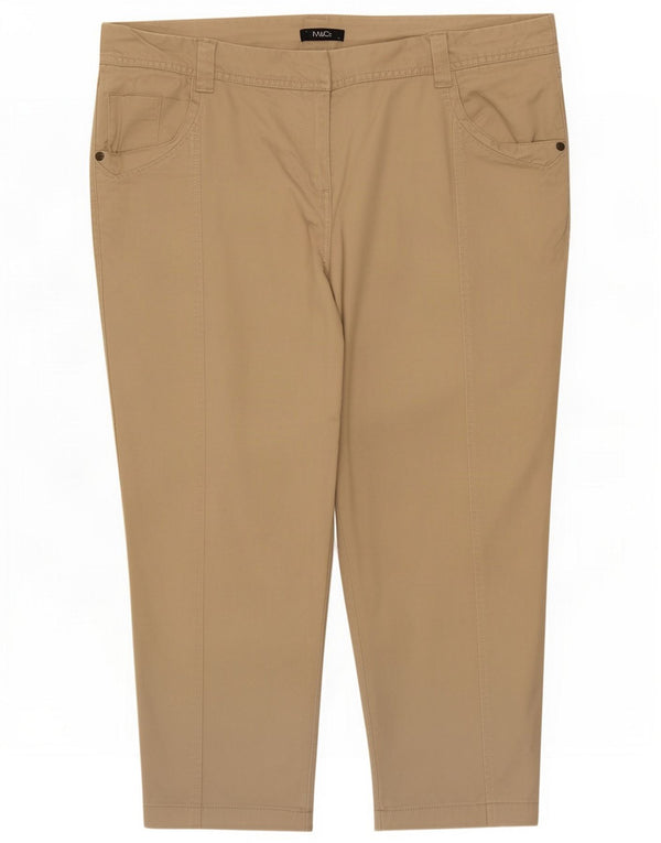 M&Co Dame Capri Bukser UK 16 Large W34 L22 Beige Cotton