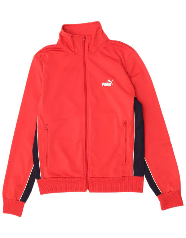 Puma Herren-Trainingsanzug-Top-Jacke aus mittelrotem Colourblock-Polyester