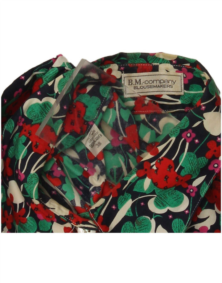 Vintage Womens Short Sleeve Shirt Blouse EU 38 Medium Multicoloured Floral
