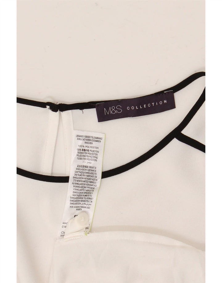Marks & Spencer Womens Long Sleeve Blouse Top UK 12 Medium White Polyester