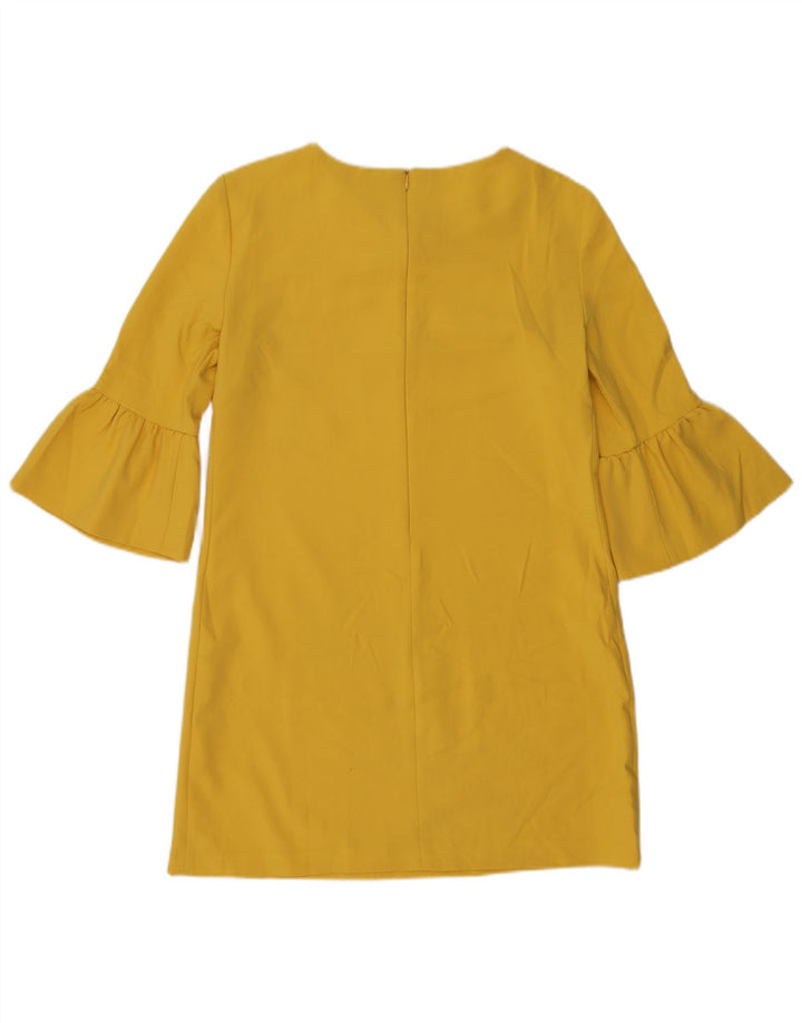 Zara Womens 3/4 Sleeve Shift Dress UK 14 Medium Yellow