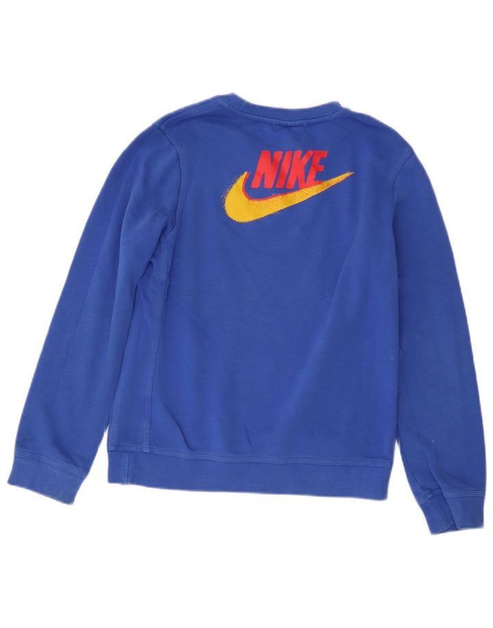 Nike Boys Graphic Sweatshirt Jumper 12-13 Years Large Blue Cotton
