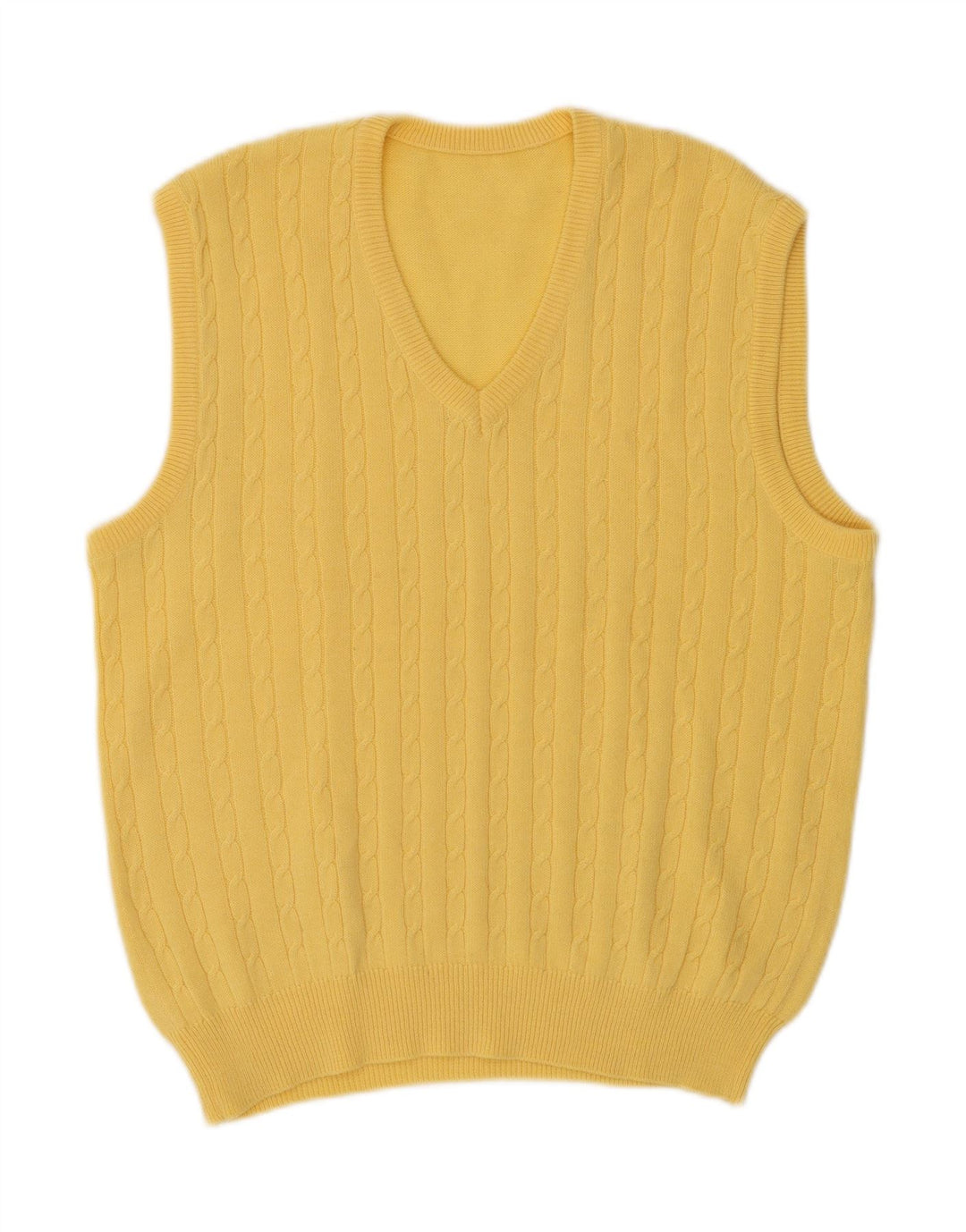 VINTAGE Mens Vest Tank Top Medium Yellow