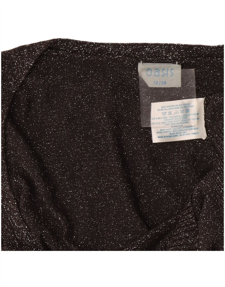 Oasis Womens Crop Cardigan Sweater UK 12 Medium Grey Flecked Viscose
