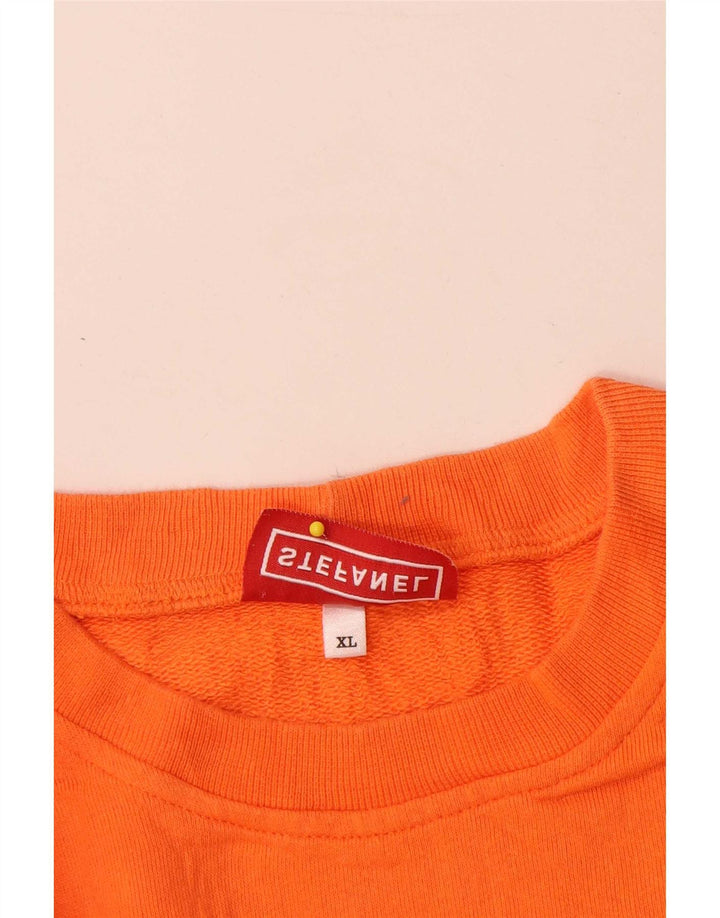 Stefanel Sweat-shirt graphique pour homme XL Orange