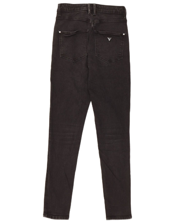 Guess Womens High Rise Super Skinny Jeans W26 L27 Sort Bomuld