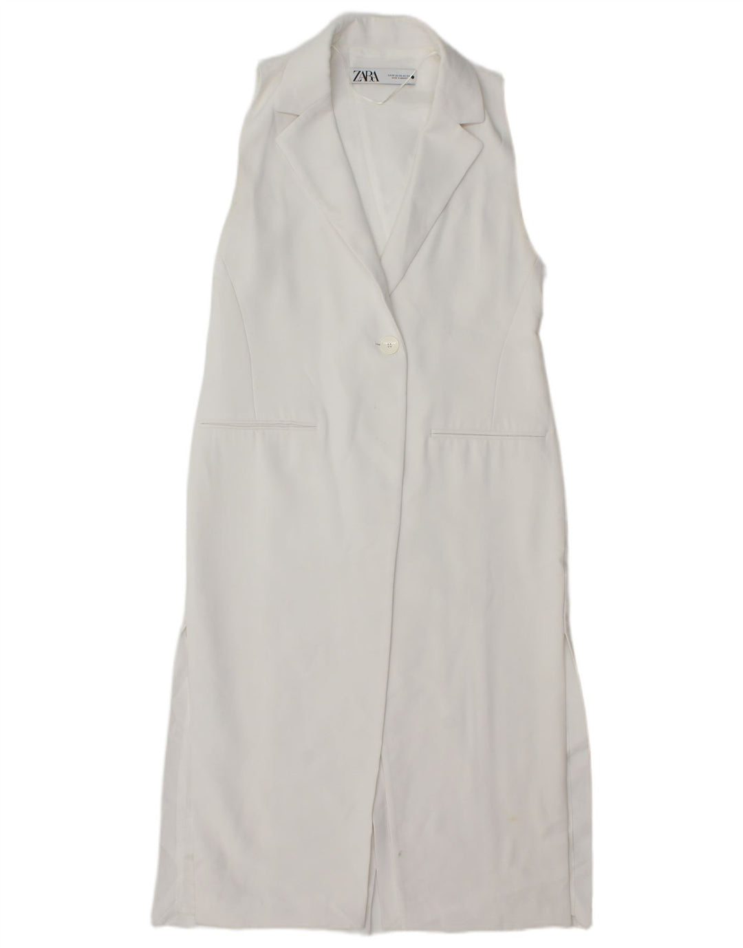 Zara Womens Regular Longline Waistcoat UK 6 XS White