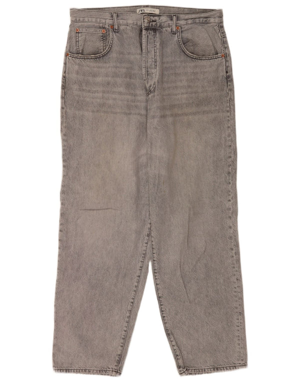 Blugi drepți pentru bărbați Zara EU 44 Large W34 L30 Bumbac gri