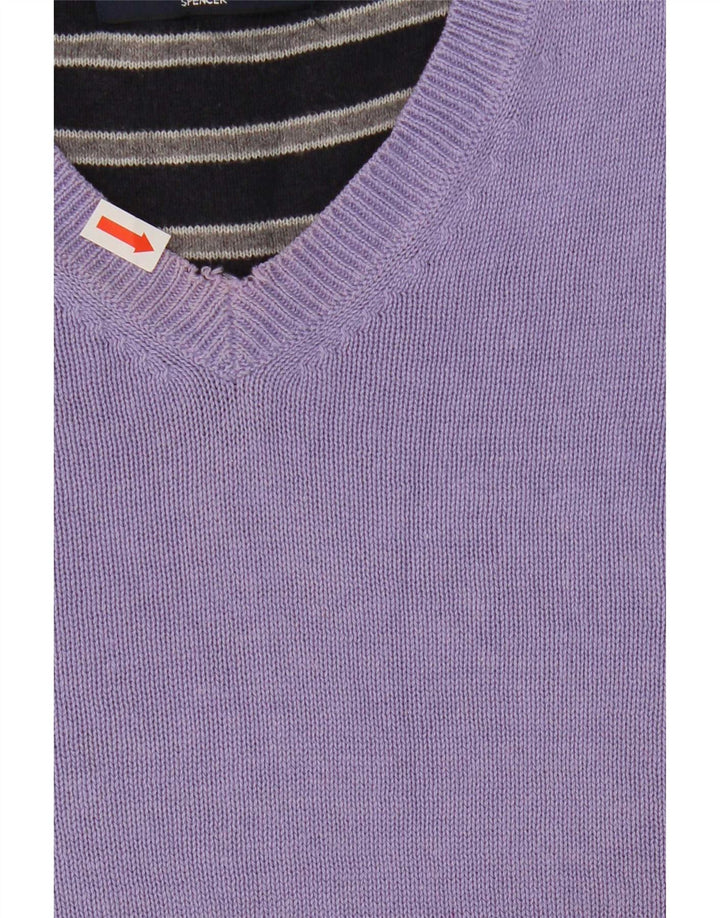 Marks & Spencer Mens Blue Harbour V-Neck Jumper Sweater Medium Purple