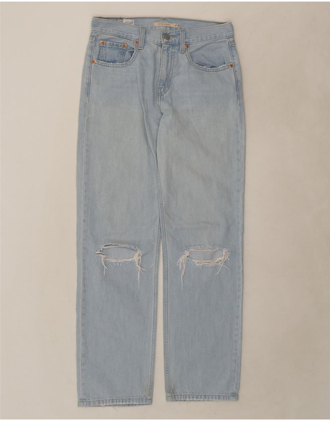 LEVI'S Womens Distressed Straight Jeans W27 L31 Blue Cotton Vintage Levi's and Second-Hand Levi's from Messina Hembry 