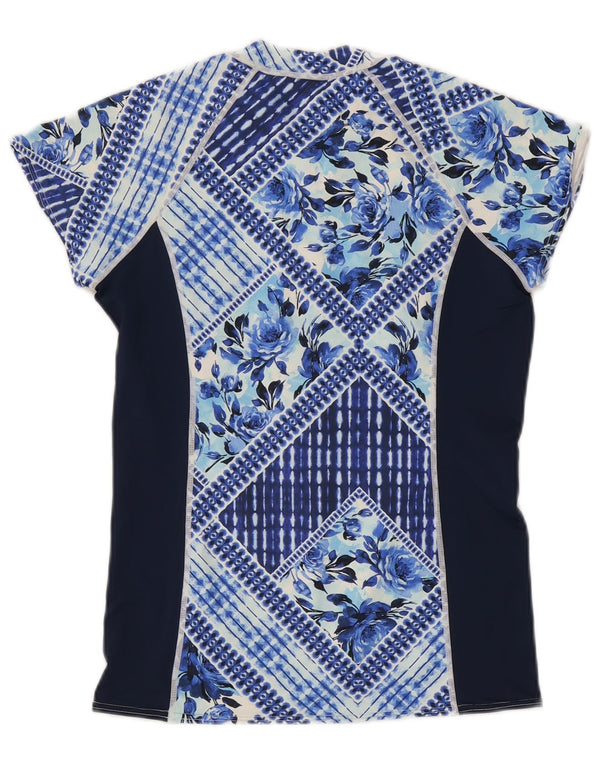 O'Neill Camiseta gráfica con cuello y cremallera para mujer UK 40 Large Azul marino Floral