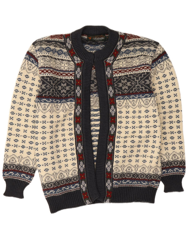 Pulover cardigan deschis pentru femei Icelandia UK 14 Medium Off White Fair Isle