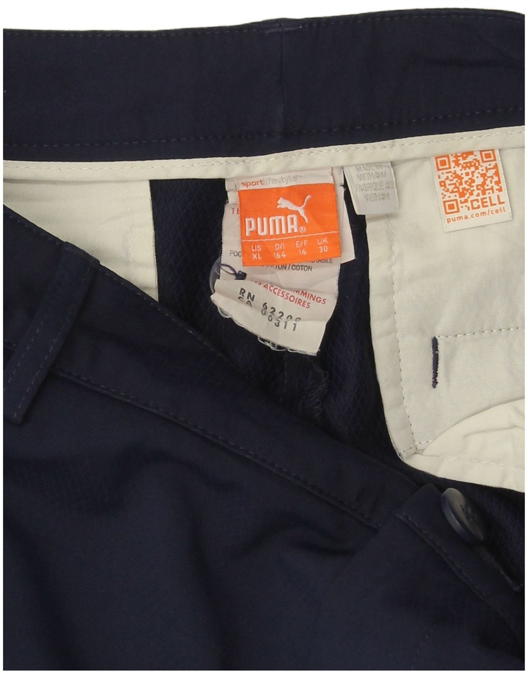 Puma Boys Chino Shorts 13-14 Years W30 Navy Blue Polyester