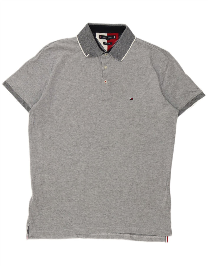 Tommy Hilfiger Mens Regular Fit Polo Shirt Large Grey Cotton