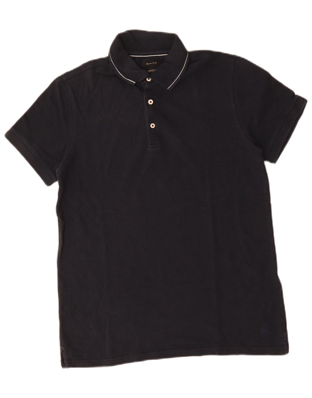 Massimo Dutti Mens Polo Shirt Medium Navy Blue Cotton