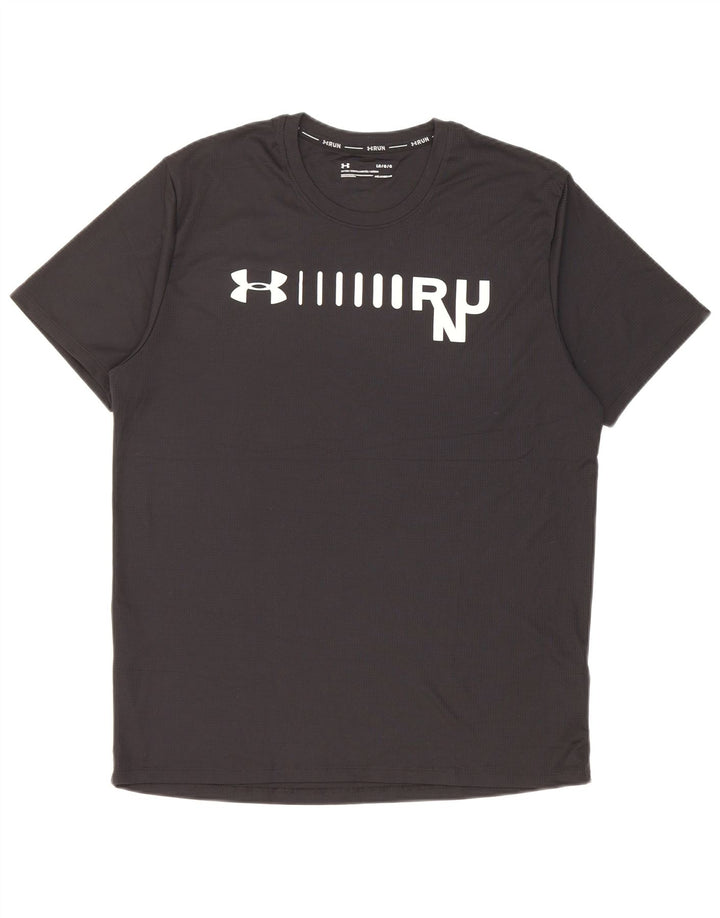 Under Armour Mens Fitted Graphic T-Shirt Top Large Black Polyester