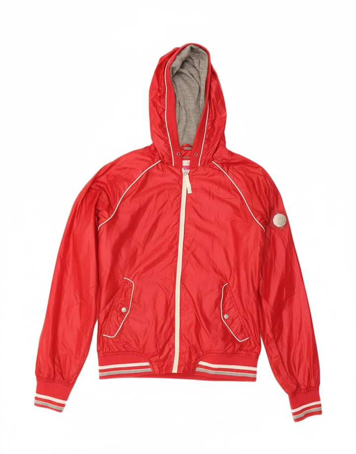 CHAMPION Womens Hooded Bomber Jacket UK 14 Medium Red Polyester Vintage Champion and Second-Hand Champion from Messina Hembry 