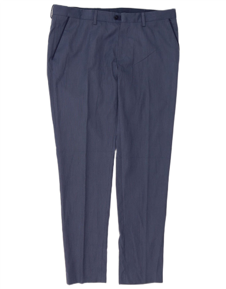 Zara Mens Slim Chino Trousers EU 44 Large W34 L31 Blue Polyester