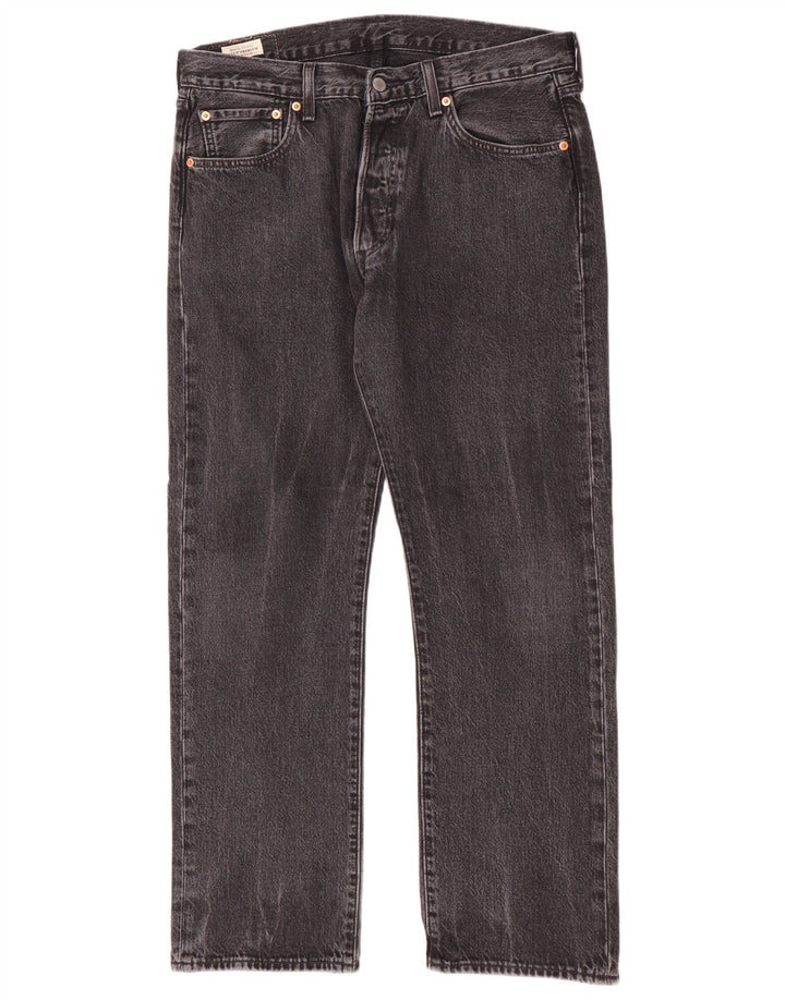 Levi's Mens 501 Straight Jeans W34 L30 Black Cotton
