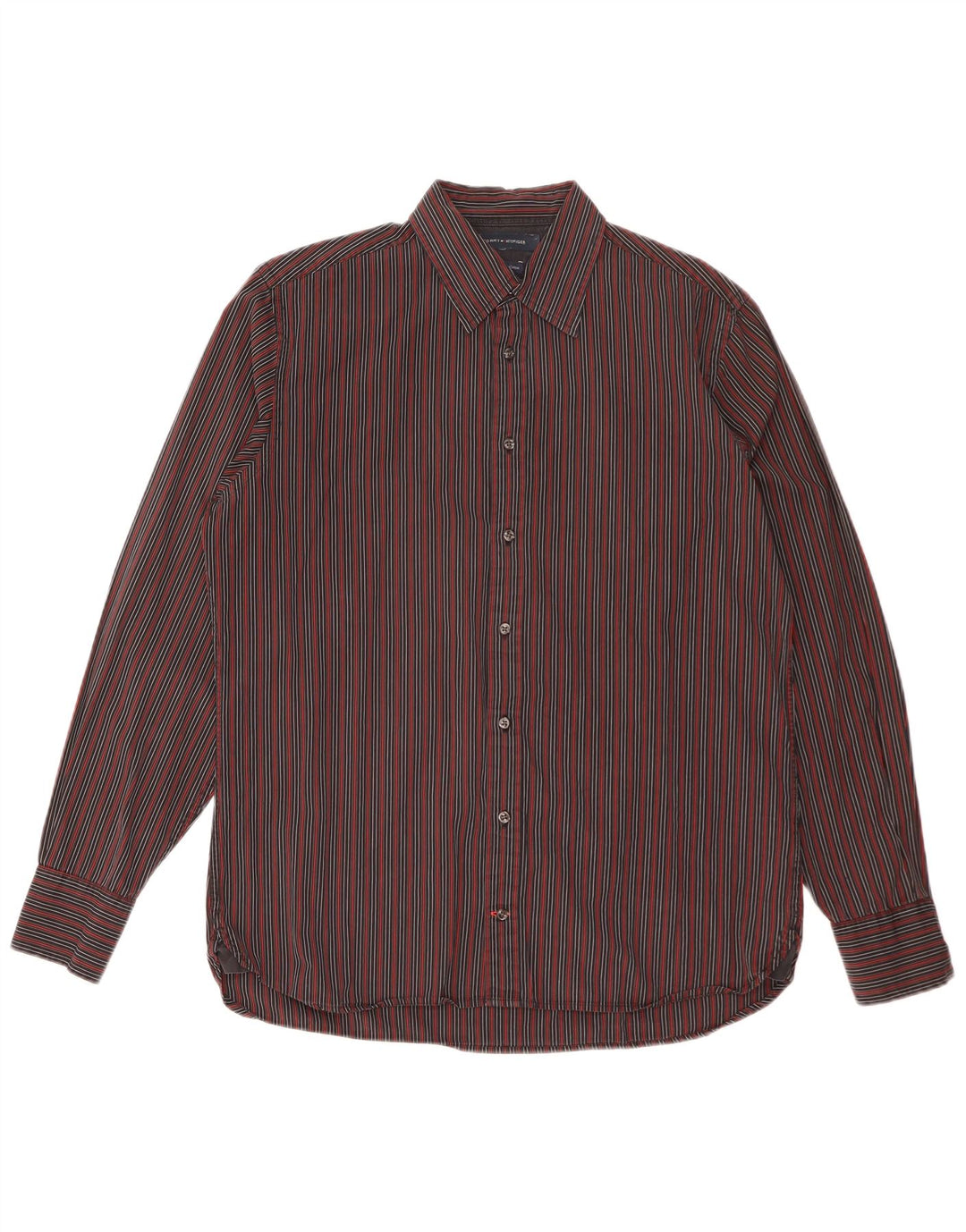TOMMY HILFIGER Mens Shirt Medium Black Striped Cotton