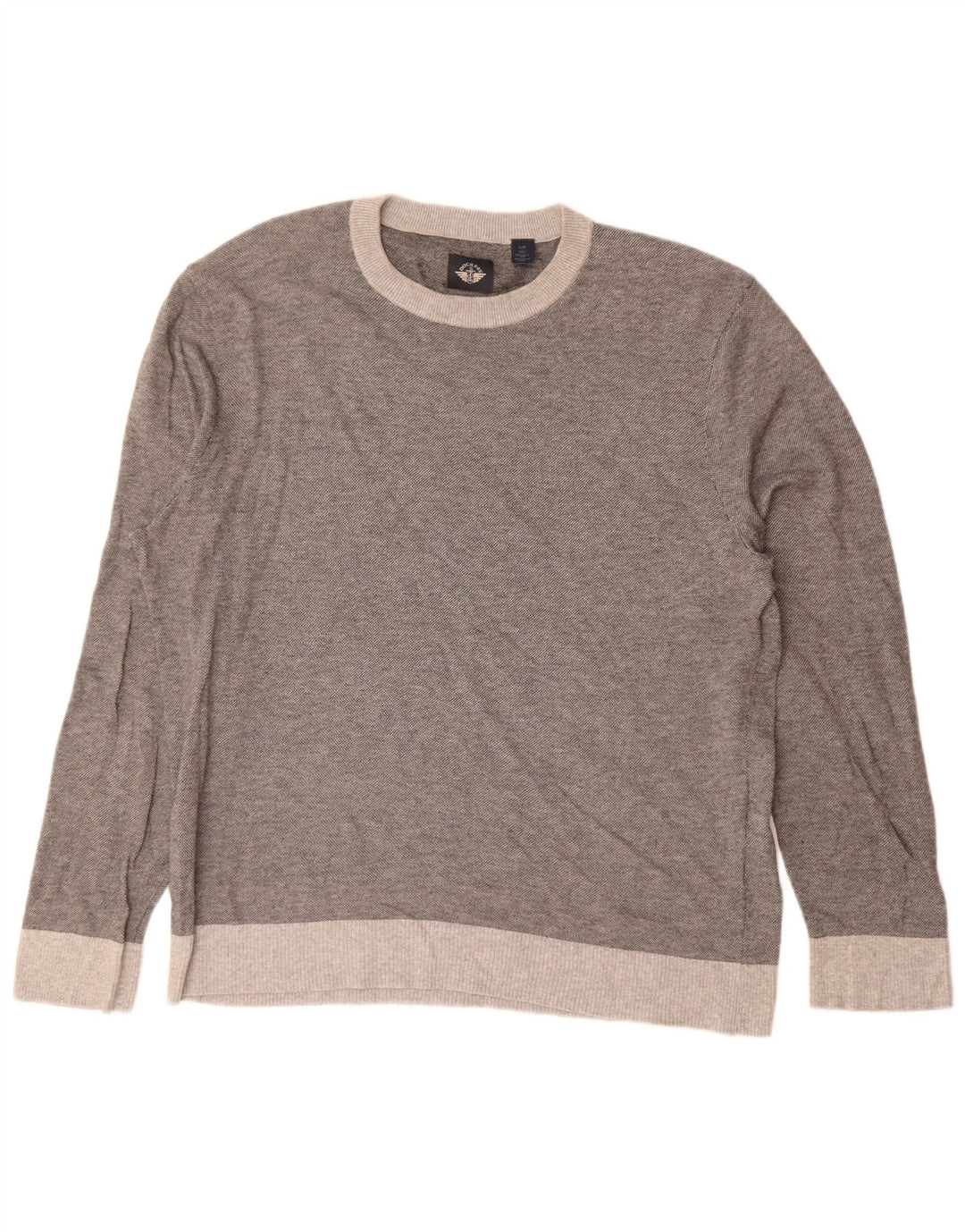 Dockers Mens Crew Neck Jumper Sweater Large Grey Flecked