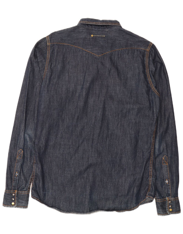 Diesel Mens Denim Shirt Large Navy Blue Cotton