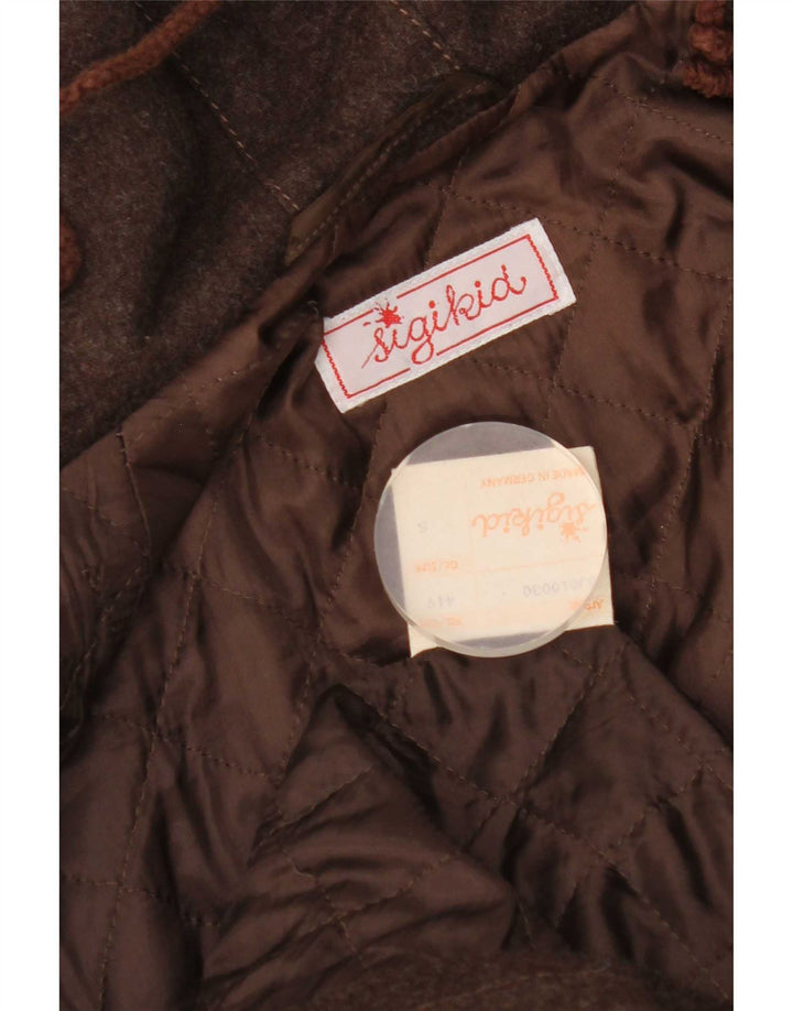 Vintage Womens Oversized Graphic Hooded Parka Jacket UK 10 Small Brown Wool