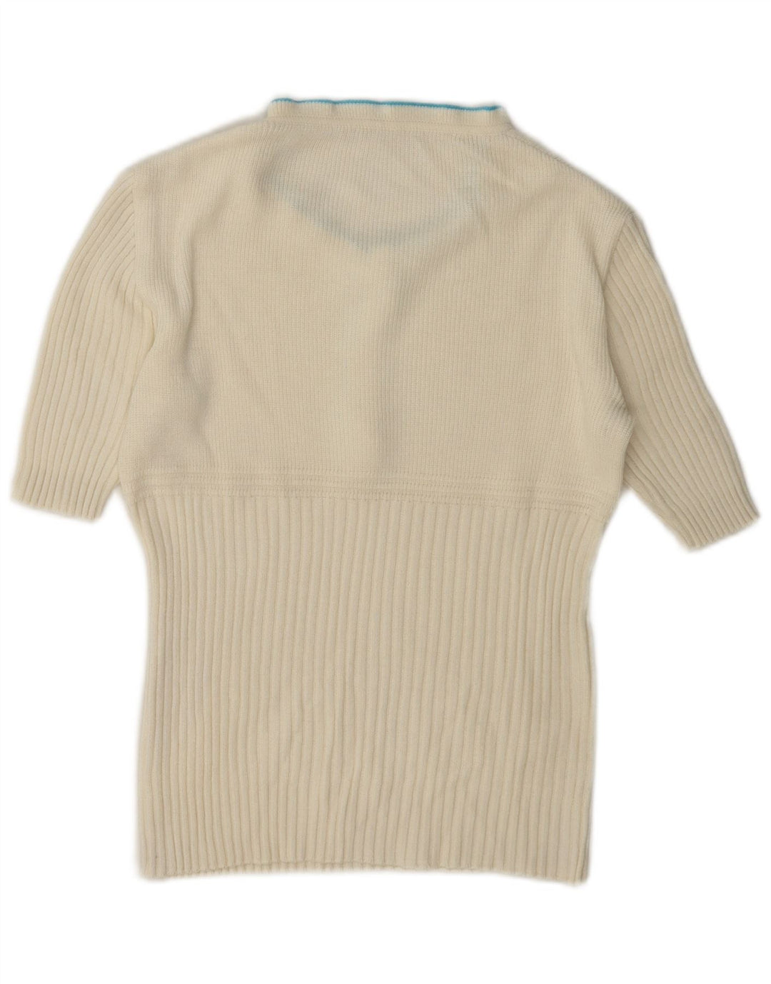 Sweter damski w stylu vintage z golfem i golfem UK 12 Średni biały