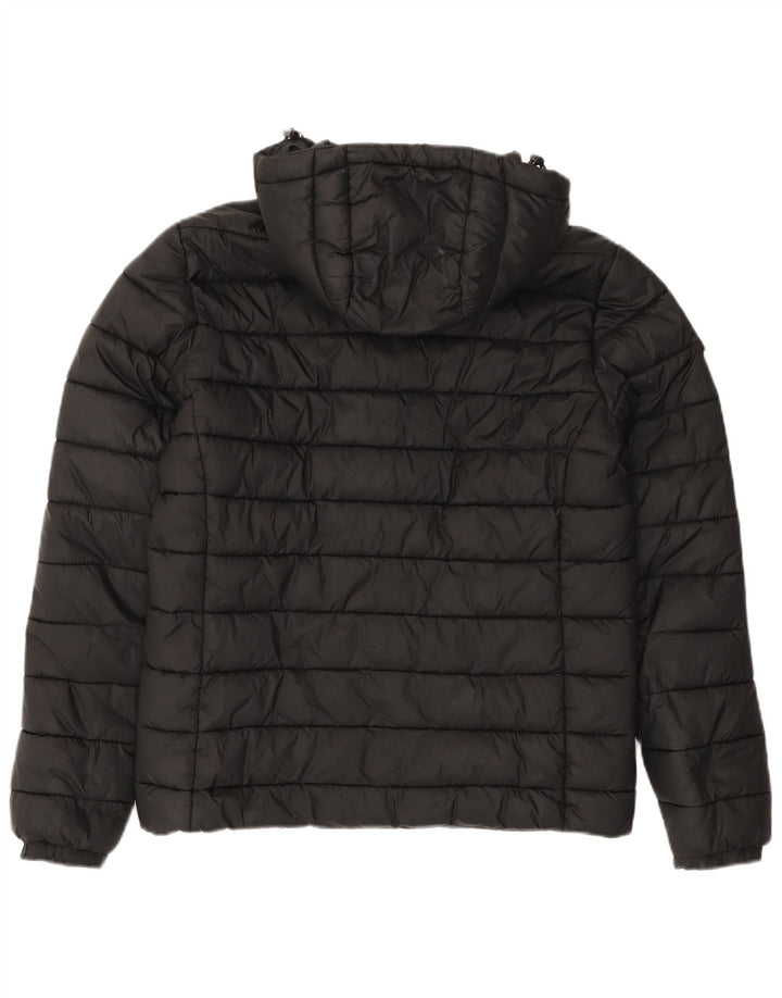 Superdry Mens Hooded Padded Jacket UK 38 Medium Black Nylon