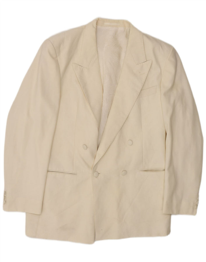 St Michael Veste blazer longue à double boutonnage pour homme UK 42 Large Blanc