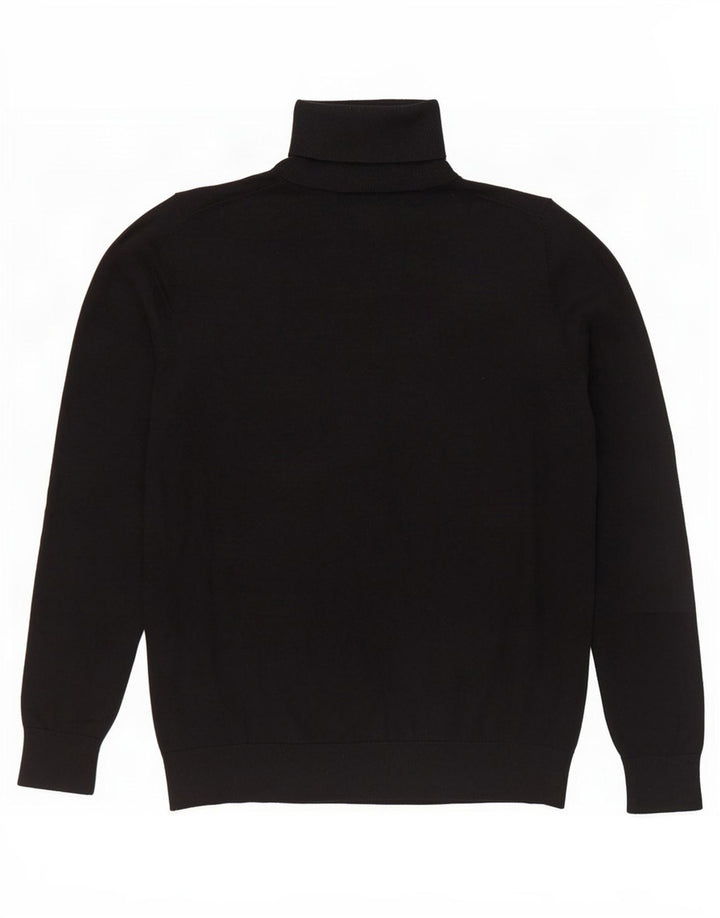 Massimo Dutti Damen-Pullover mit Rollkragen, Gr. 14, Größe L, schwarze Seide