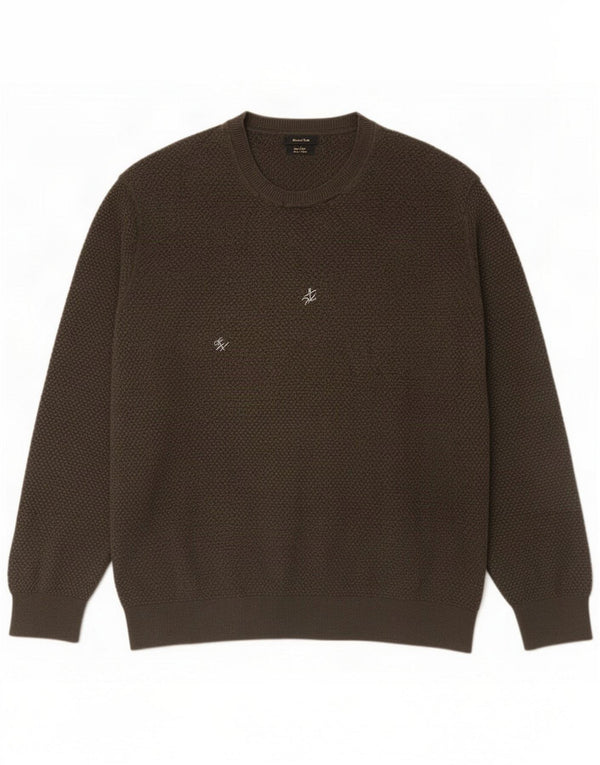 Massimo Dutti Pull col rond pour homme 2XL Coton marron
