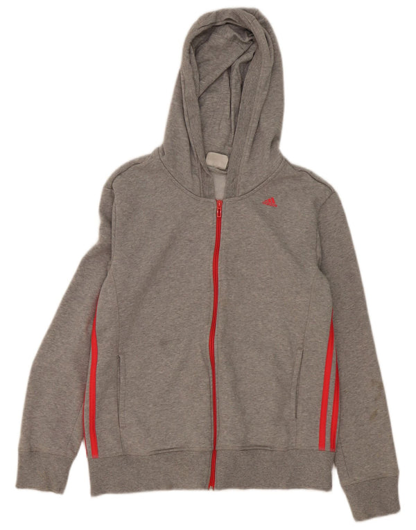 Damska bluza z kapturem Adidas Climalite Zip UK 16/18, duża, szara, nakrapiana