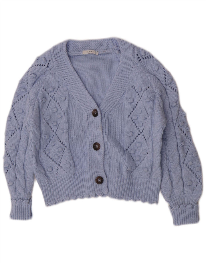 Lumina Damen Strickjacke Pullover UK 16 Large Blau Polyamid