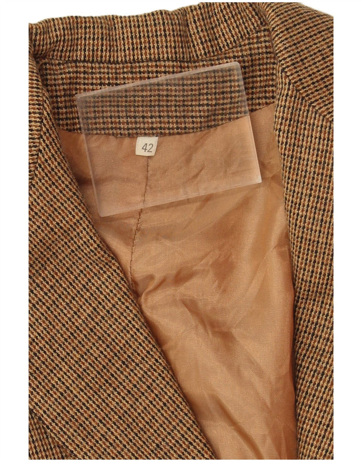 Vintage Womens 2 Button Blazer Jacket IT 42 Medium Brown Houndstooth