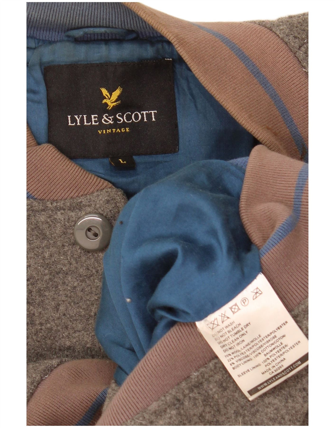 Lyle & Scott Boys Bomber Jacket 13-14 Years Large Grey Wool