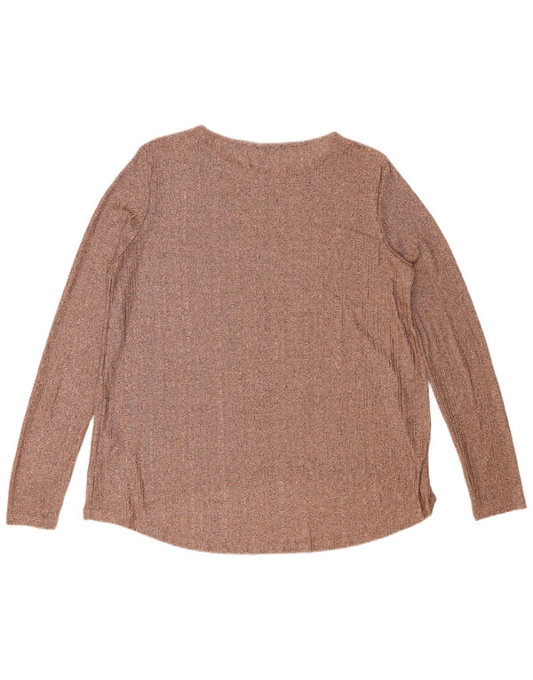 Top Zara da donna a maniche lunghe UK 16 Large Marrone Poliestere