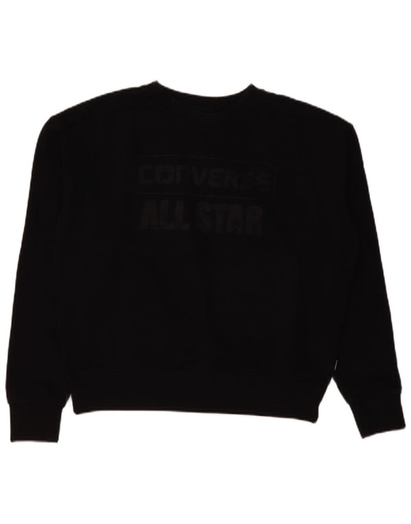 Converse Womens Oversized Crop Graphic Sweatshirt Jumper UK 10 Small Black