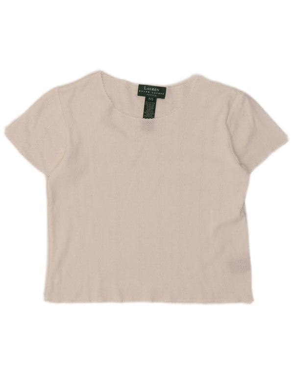 T-shirt corta da donna Ralph Lauren Petite UK 10 piccola in cotone bianco