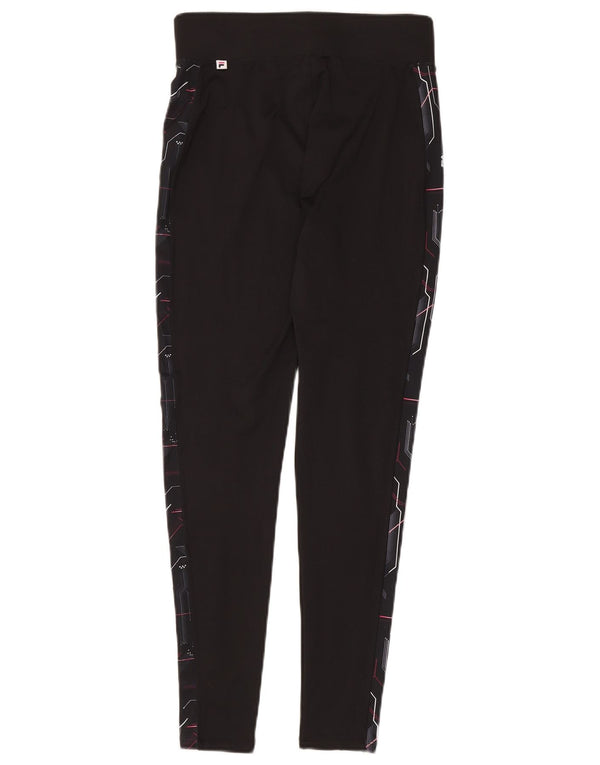 Fila Kvinders Grafiske Leggings UK 12 Medium Sort Geometrisk Polyester