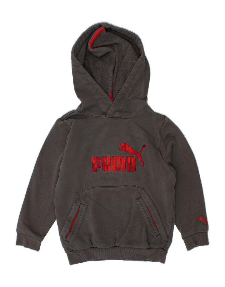 PUMA Boys Graphic Hoodie Jumper 3-4 Years Grey Cotton Vintage Puma and Second-Hand Puma from Messina Hembry 