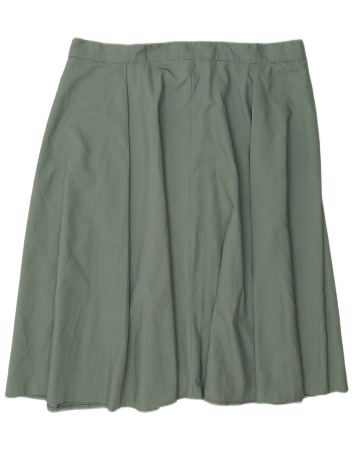 Vintage Womens Regular Pleated Skirt W40 2XL Green Polyester