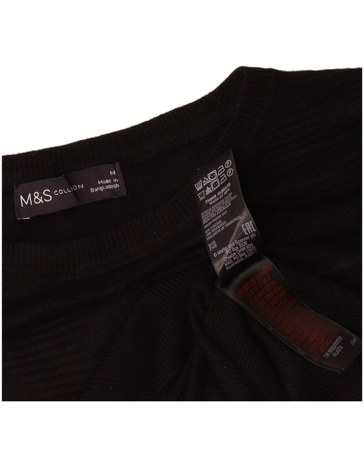 Marks & Spencer Womens Boat Neck Jumper Sweater UK 14 Medium Black Viscose