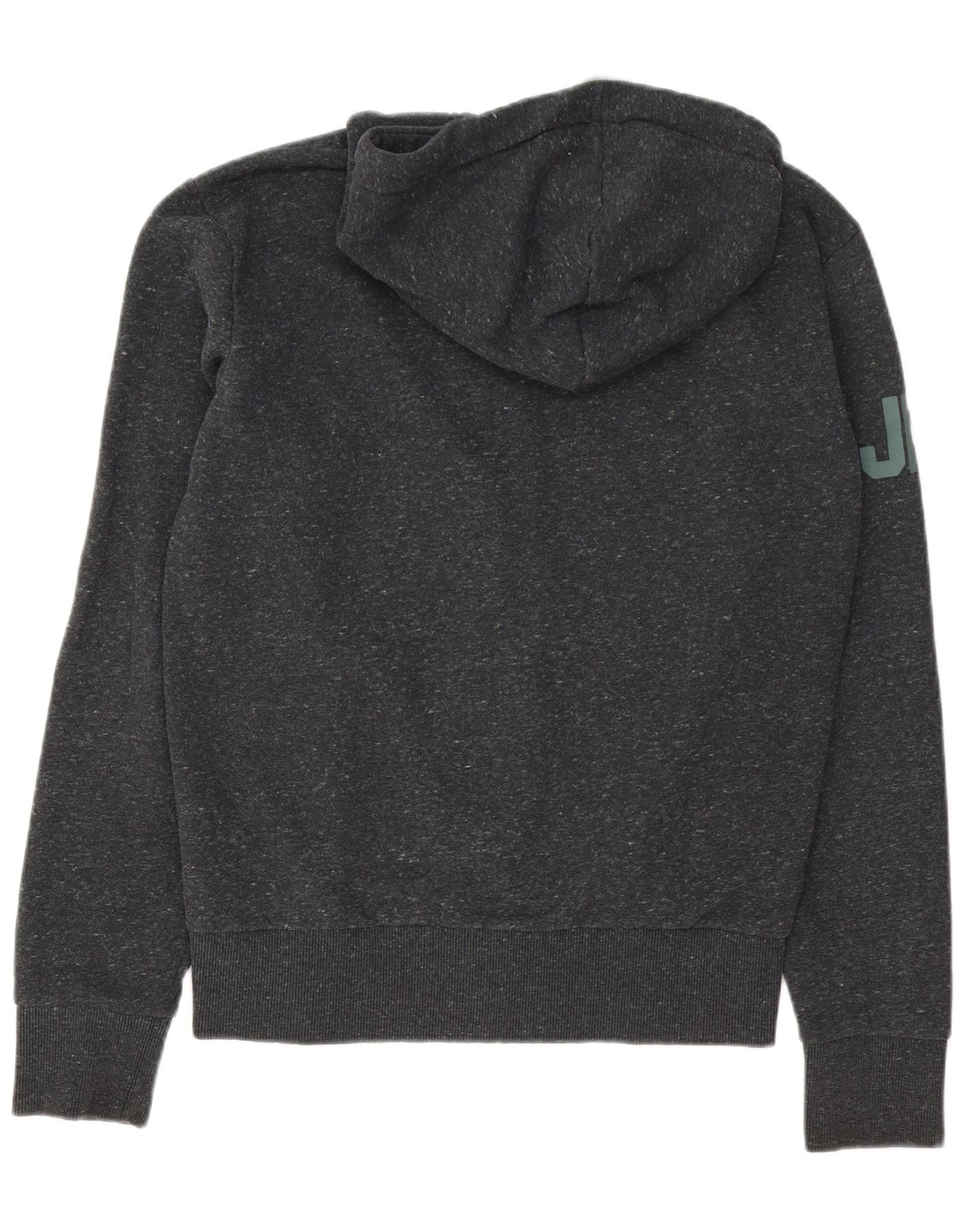 Superdry Mens Graphic Zip Hoodie Sweater Medium Grey Flecked Cotton