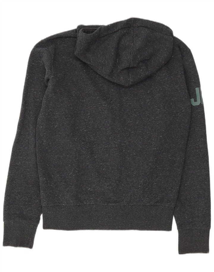 Superdry Mens Graphic Zip Hoodie Sweater Medium Grey Flecked Cotton