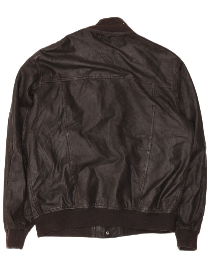 Luca D'altieri Giacca bomber da uomo in pelle UK 38 Pelle marrone medio