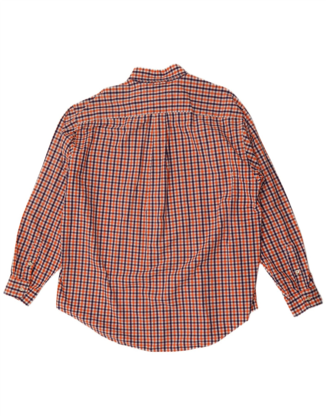 Tommy Hilfiger Mens Shirt Large Orange Gingham Cotton