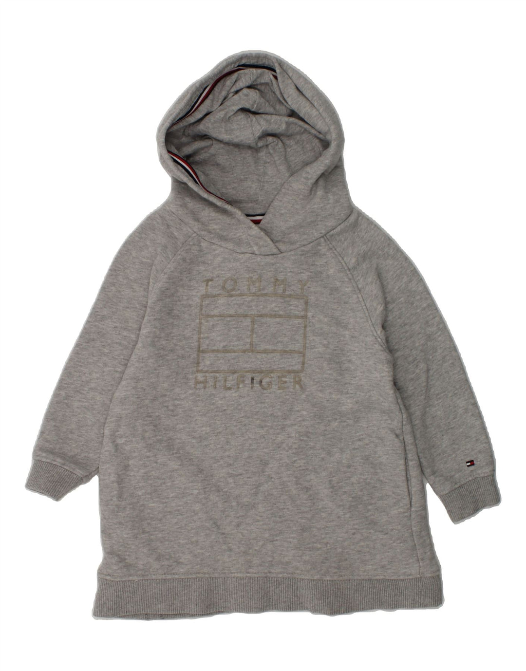 TOMMY HILFIGER Baby Girls Graphic Hooded Jumper Dress 12-18 Months Grey | Vintage Tommy Hilfiger | Thrift | Second-Hand Tommy Hilfiger | Used Clothing | Messina Hembry 