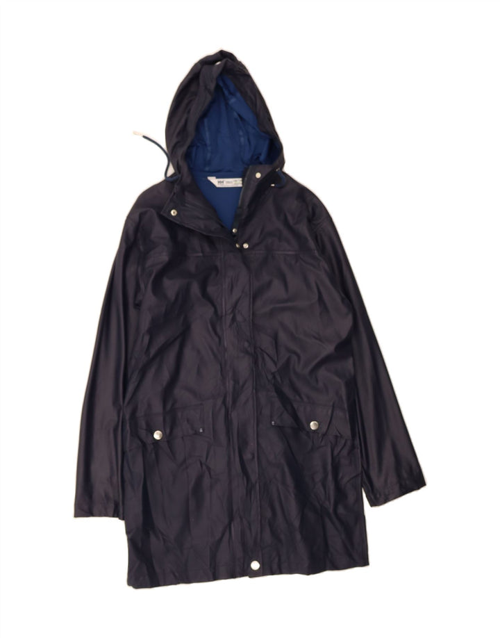 HELLY HANSEN Womens Hooded Raincoat UK 6 XS Navy Blue Polyurethane Modern Vintage Helly Hansen and Second-Hand Helly Hansen from Messina Hembry 